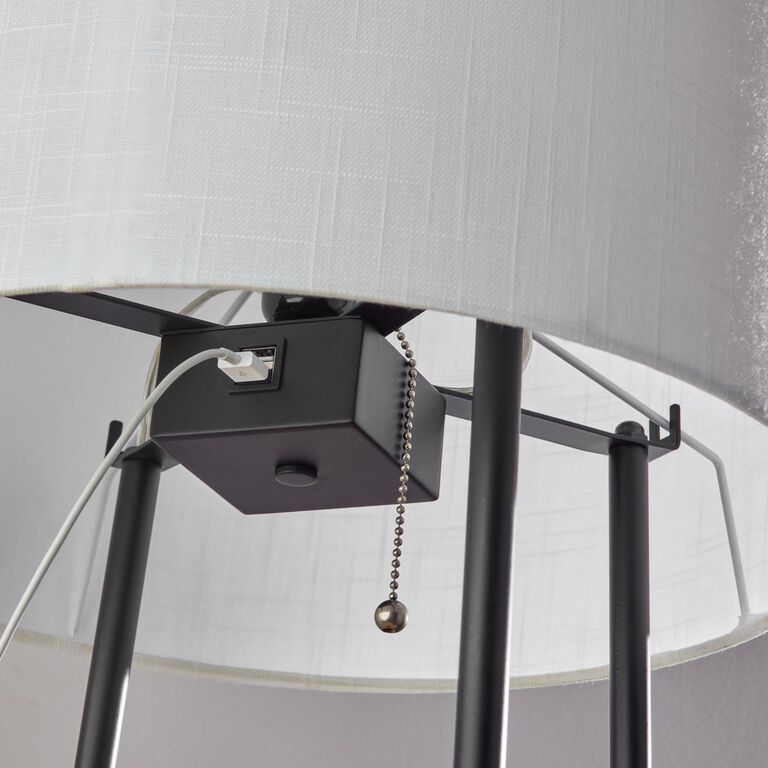 Rowland Floor Lamp With Shelves, USB and Charging Pad image number 5