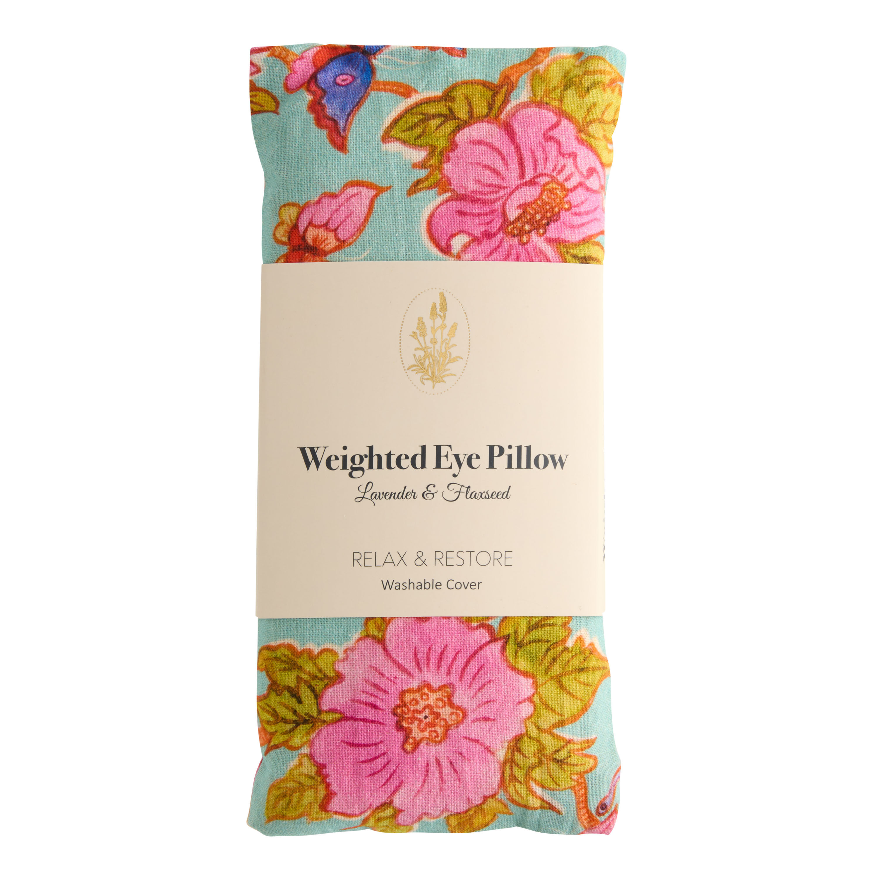 Teal Chinoiserie Lavender and Flaxseed Eye Pillow image number 0