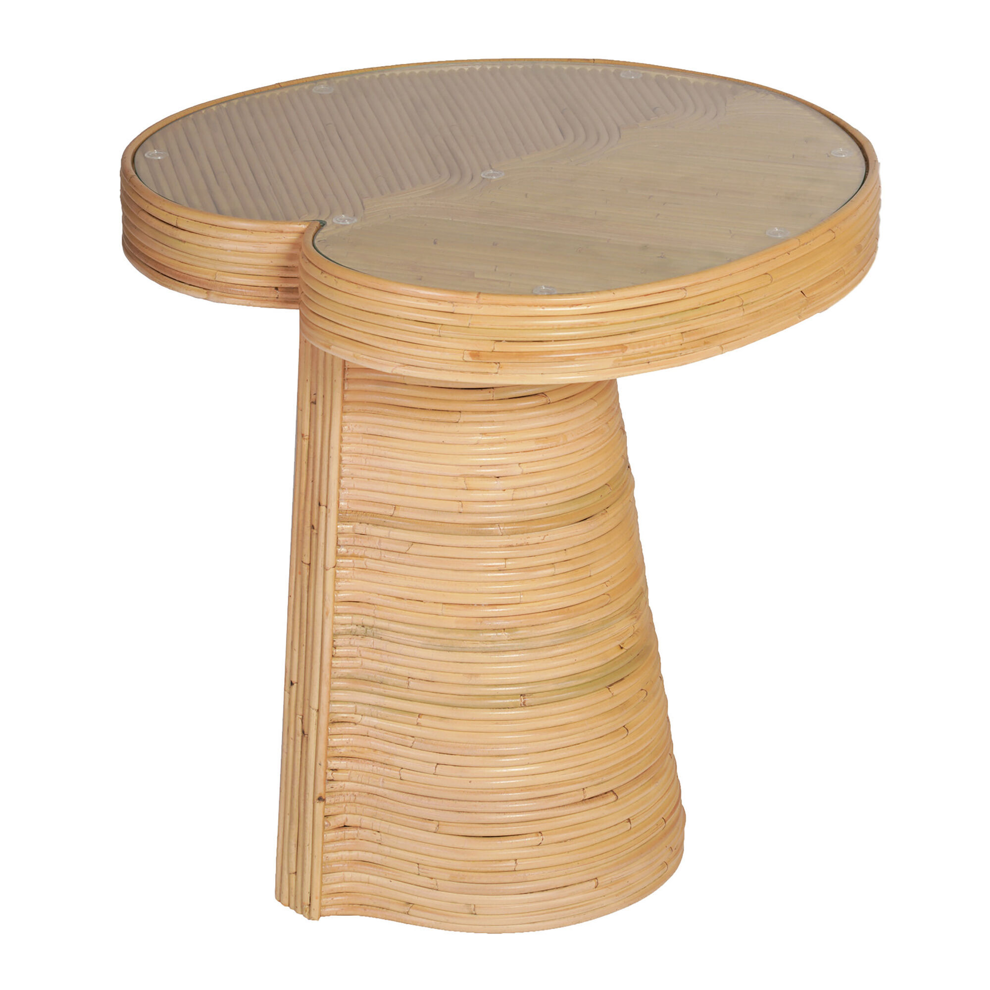 Perrott Natural Rattan Glass Top Lilypad End Table World Market