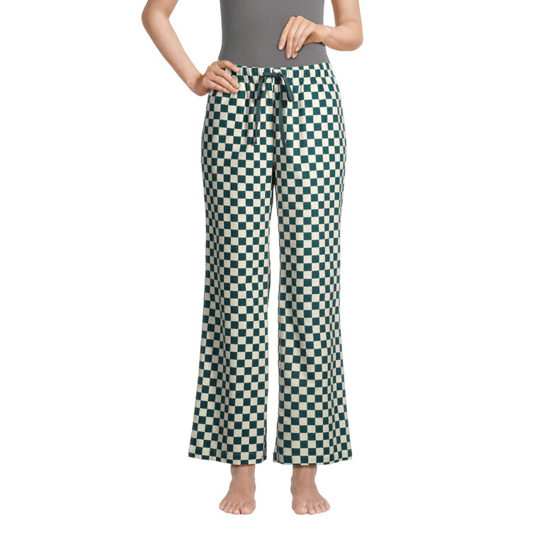 Spruce Green And Ivory Checkered Flannel Pajama Pants - World Market