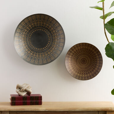 Copper Iron Gold-Etched Geo Disc Wall Decor Copper Iron Gold-Etched Geo Disc Wall Decor