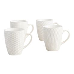 Avery White Textured Ceramic Mug Set Of 4