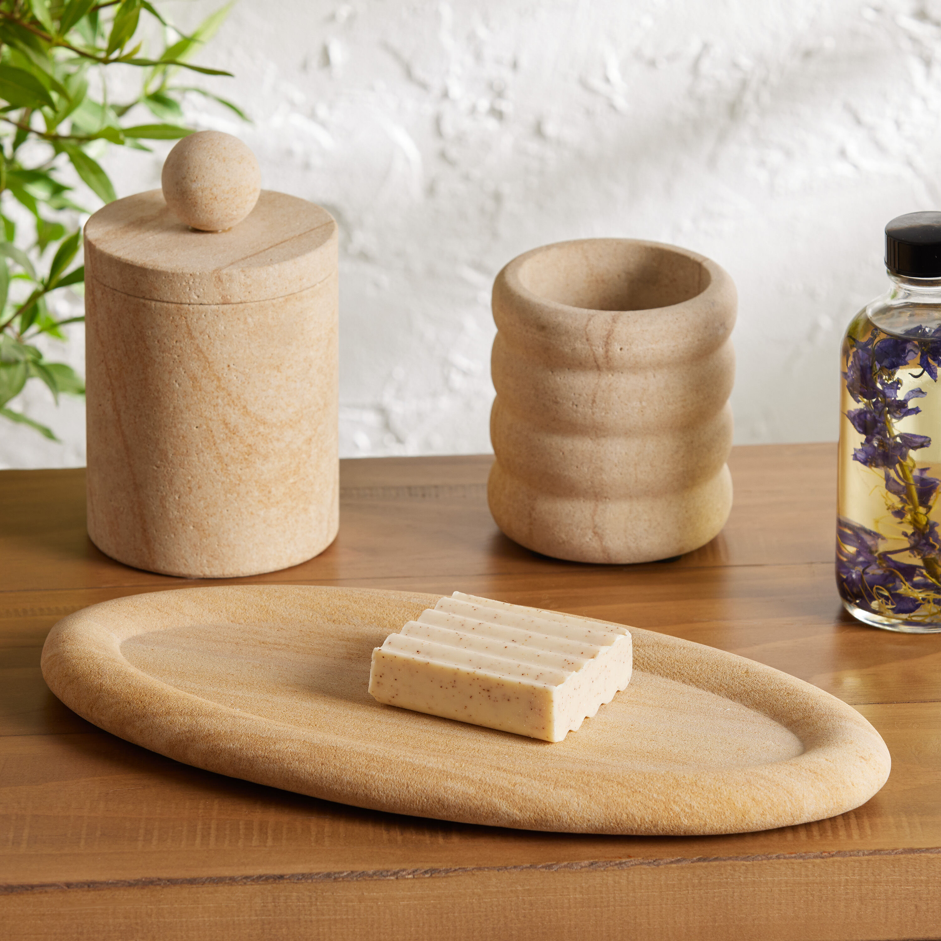 Oval Sandstone Vanity Tray image number 1