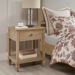 Douro Distressed Natural Wood Nightstand with Drawer