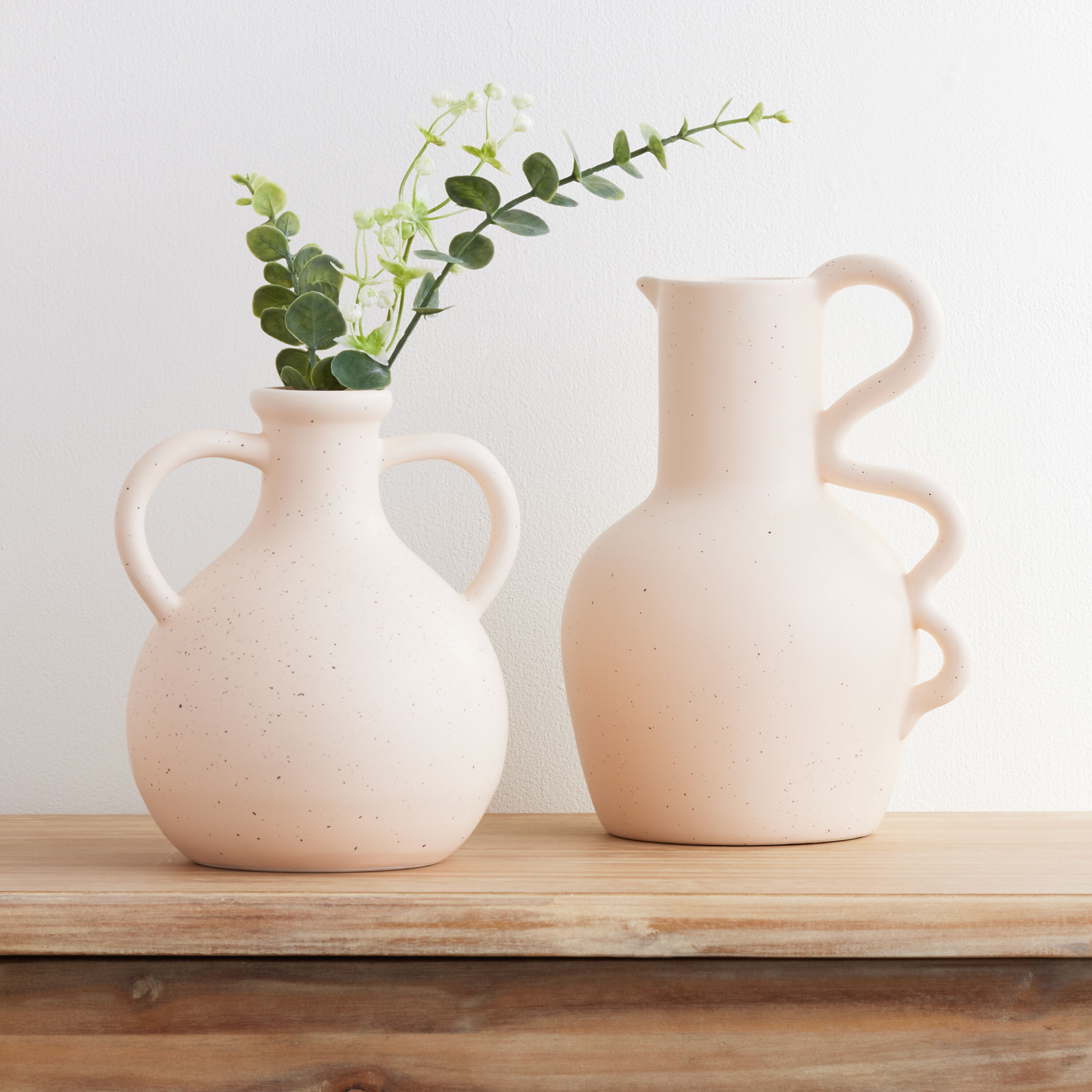 Pale Blush Ceramic Vase With Loop Handles image number 1