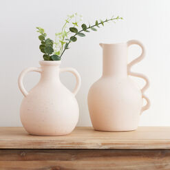 Pale Blush Ceramic Vase With Loop Handles
