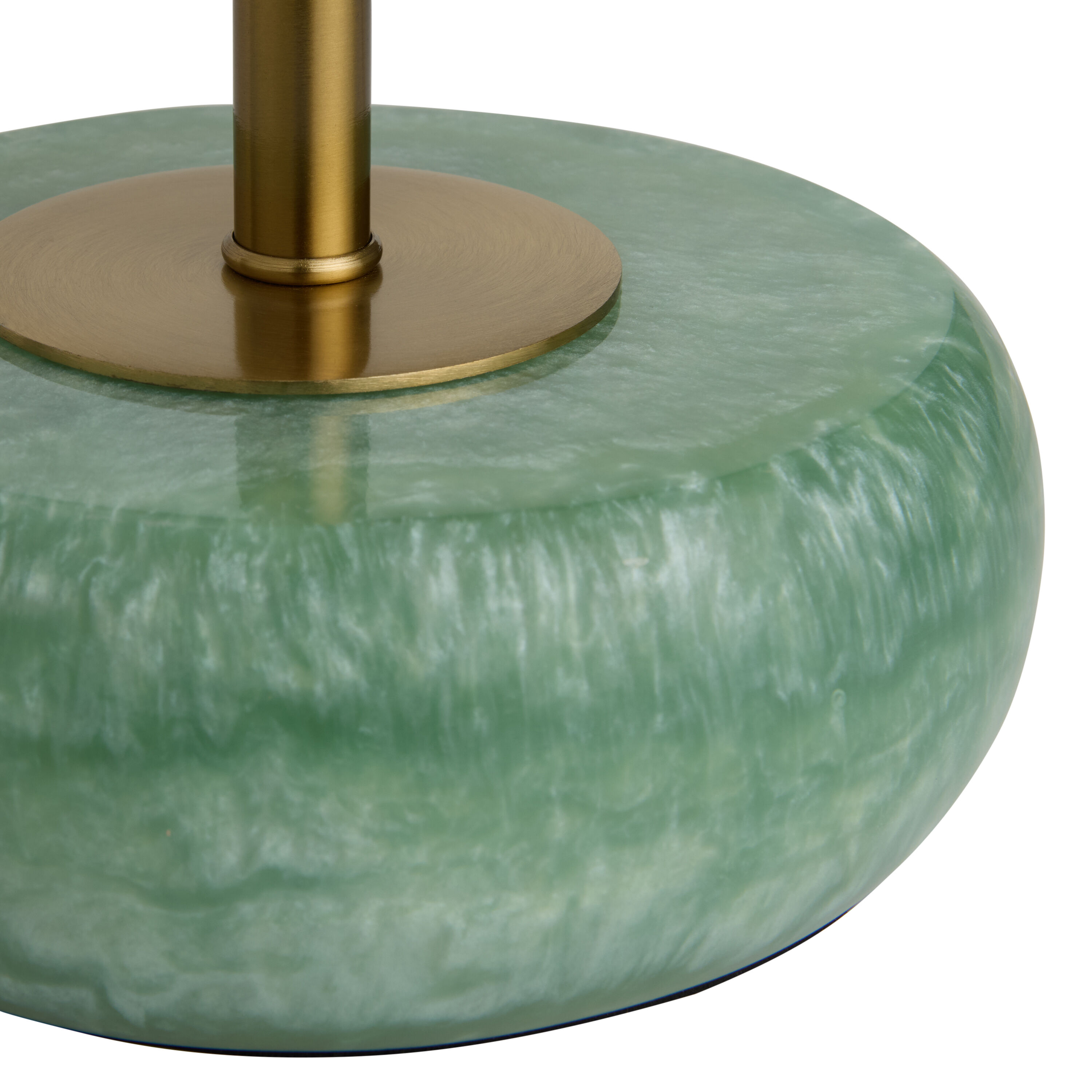 Jade Green Faux Stone and Golden Brass Table Lamp image number 1