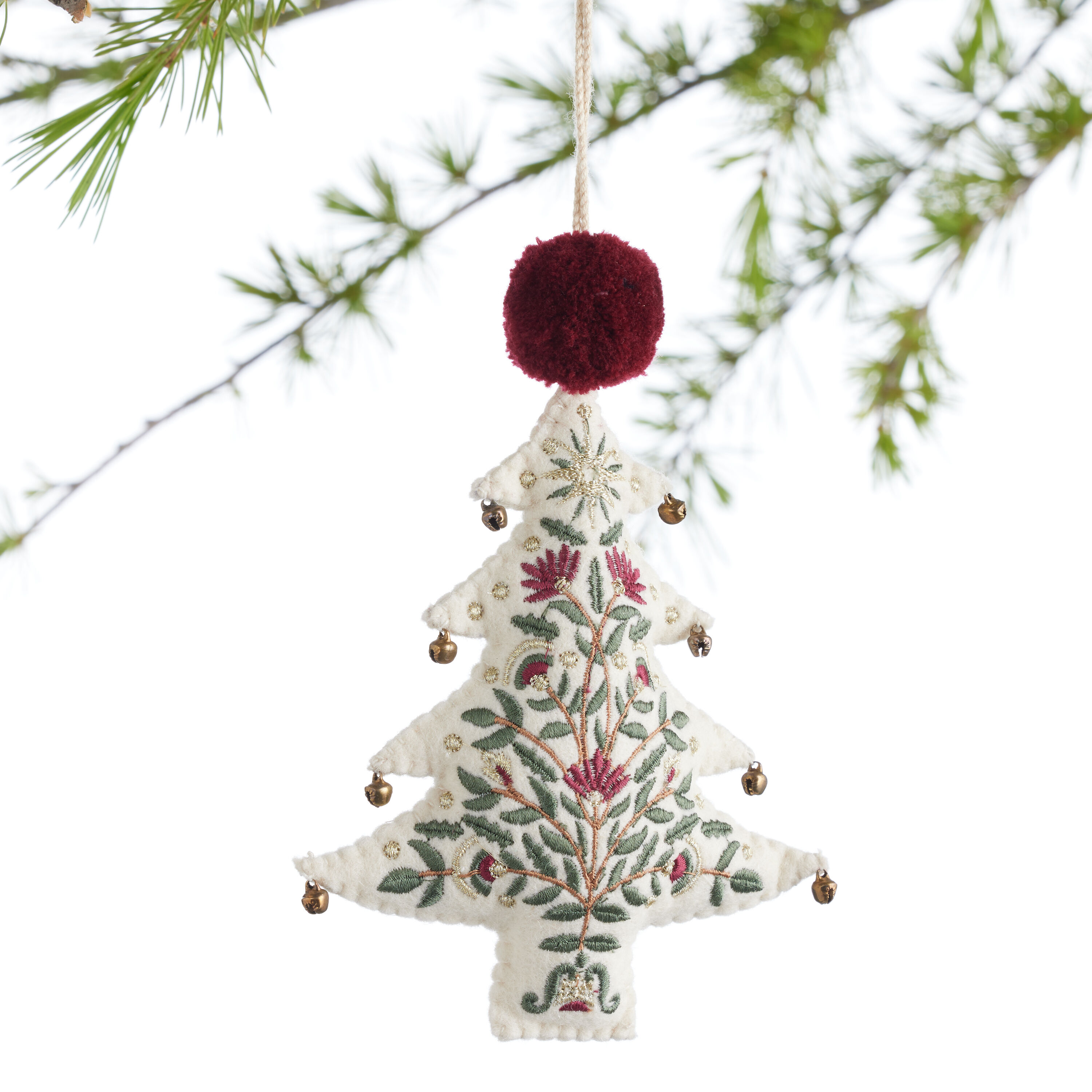 Embroidered top christmas ornaments