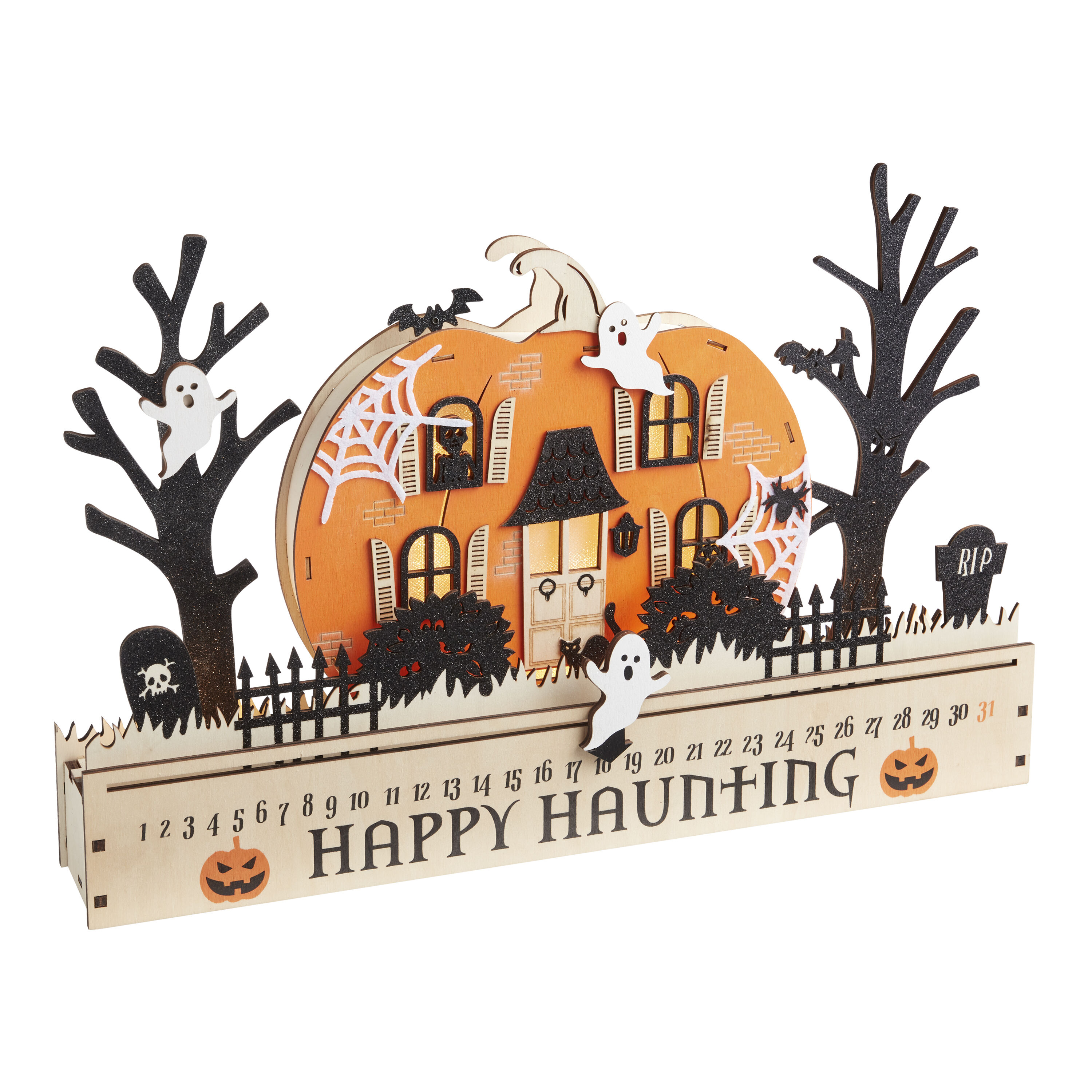 Laser Cut Wood Halloween LED Light Up Countdown Calendar image number 2
