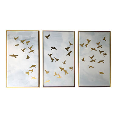 Golden Birds Triptych Framed Canvas Wall Art 3 Piece Golden Birds Triptych Framed Canvas Wall Art 3 Piece
