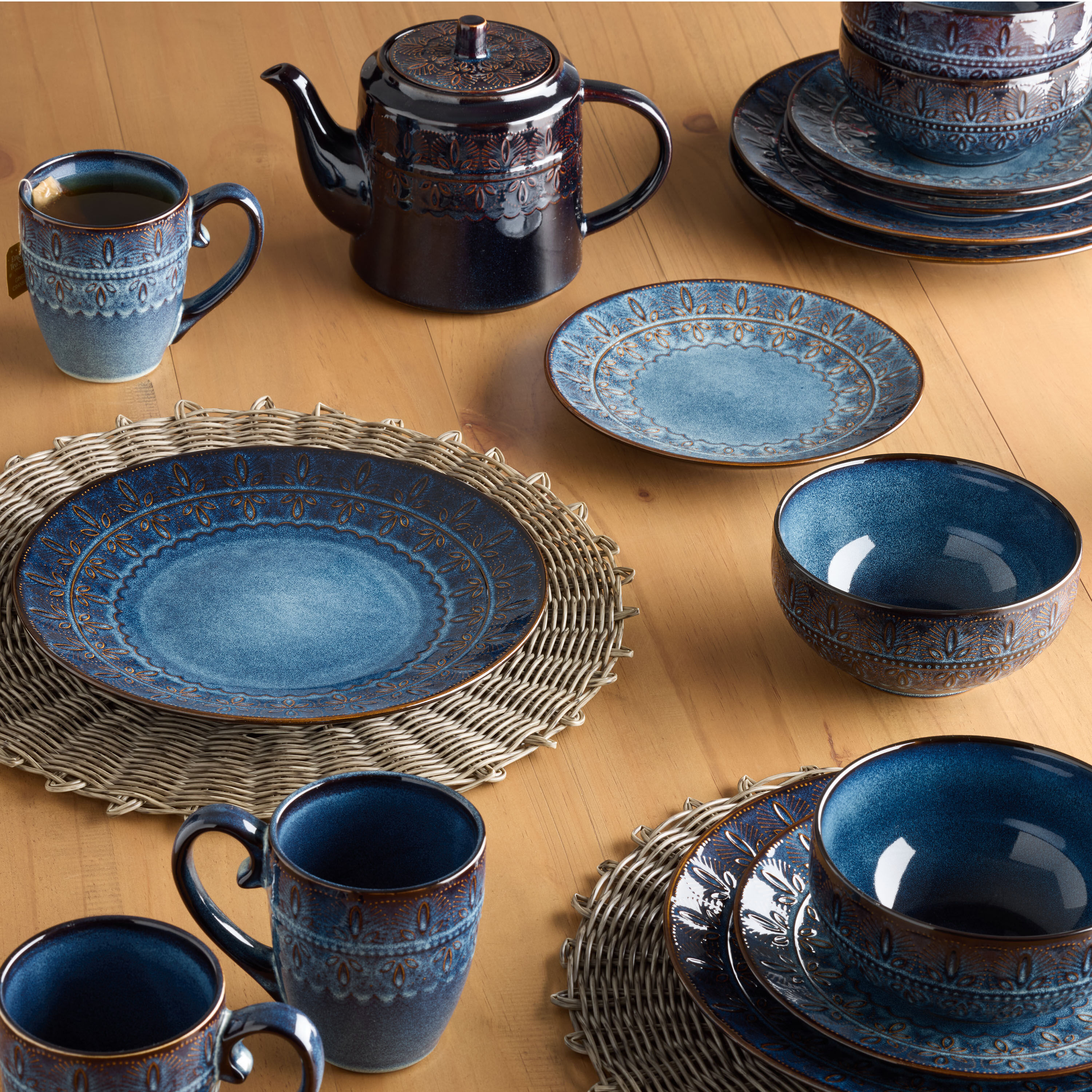 Willow Indigo Blue Embossed Dinner Plate World Market
