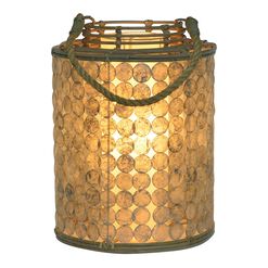 Napali Rattan and Capiz Shell Lantern Style Accent Lamp