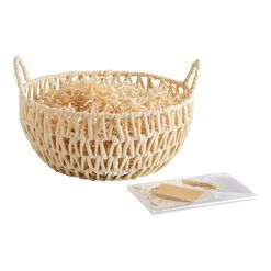 Round Open Weave Gift Basket Kit With Handles