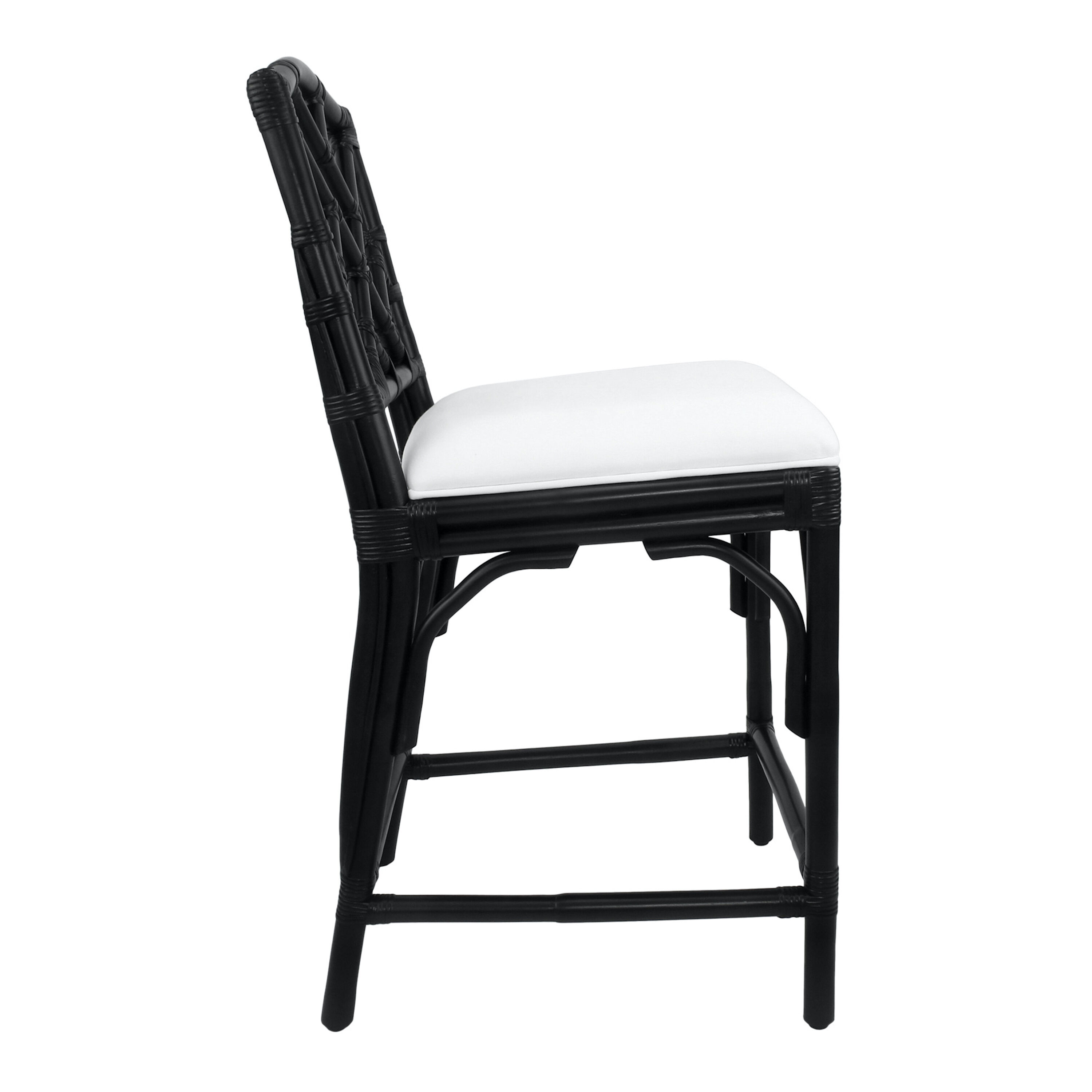 Albi Black Rattan Herringbone Back Upholstered Counter Stool image number 4