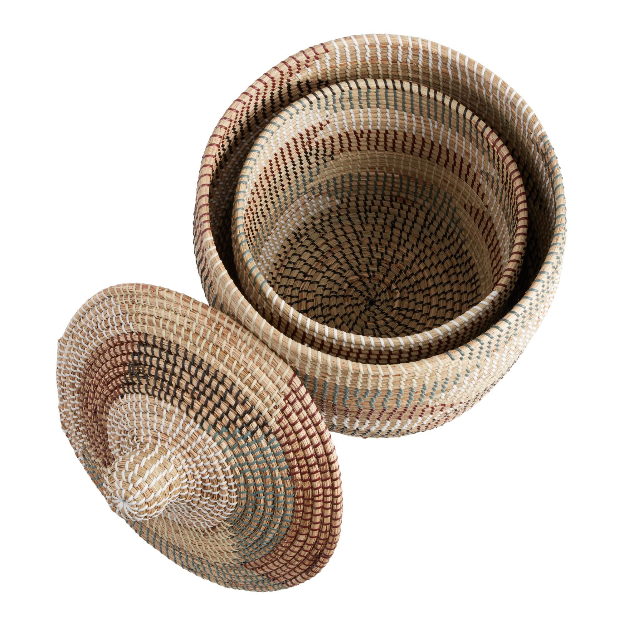 Arabella Multicolor Seagrass Basket with Lid image number 2