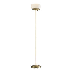 Siobhan Antique Brass and Opal Glass Torchiere Floor Lamp