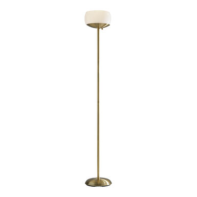 Siobhan Antique Brass and Opal Glass Torchiere Floor Lamp Siobhan Antique Brass and Opal Glass Torchiere Floor Lamp