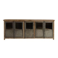 Langley Large Aged Latte Wood And Metal Storage Cabinet