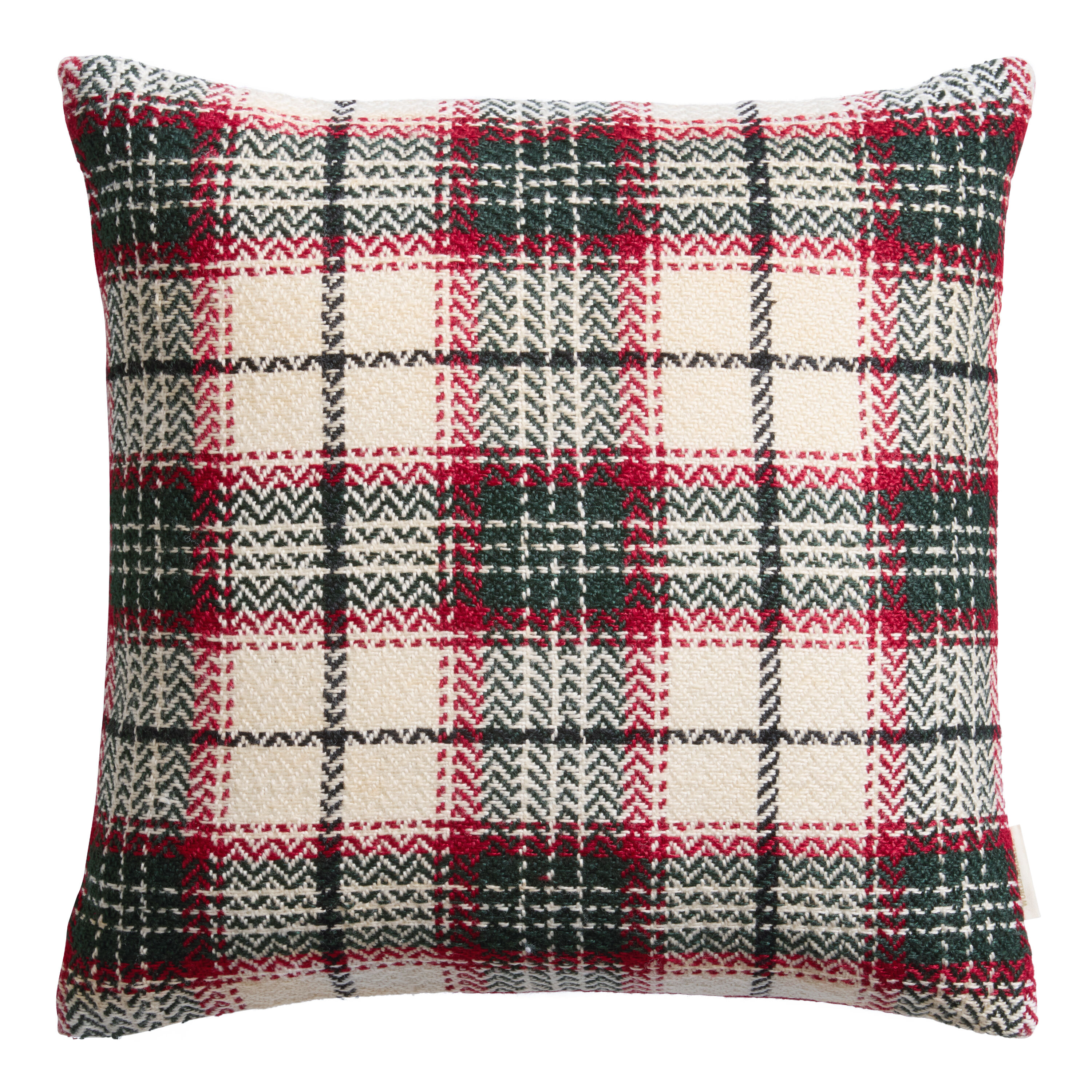 Red and Green Plaid Indoor Outdoor Throw Pillow World Market