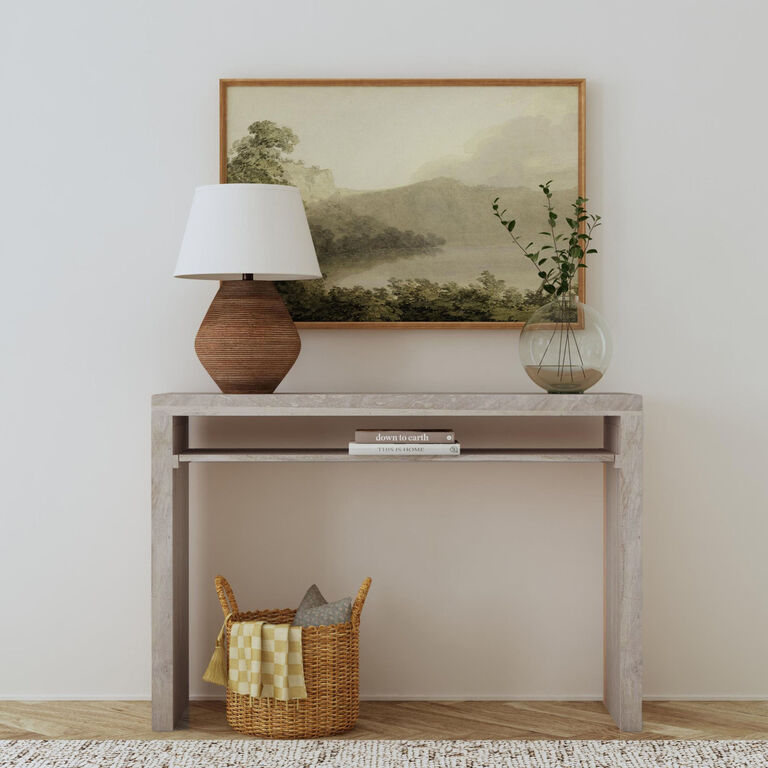 Haven Whitewash Mango Wood Console Table with Shelf image number 2