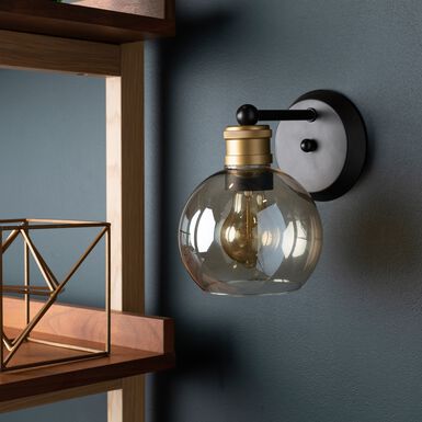 Coley Champagne Glass And Brass Wall Sconce Coley Champagne Glass And Brass Wall Sconce