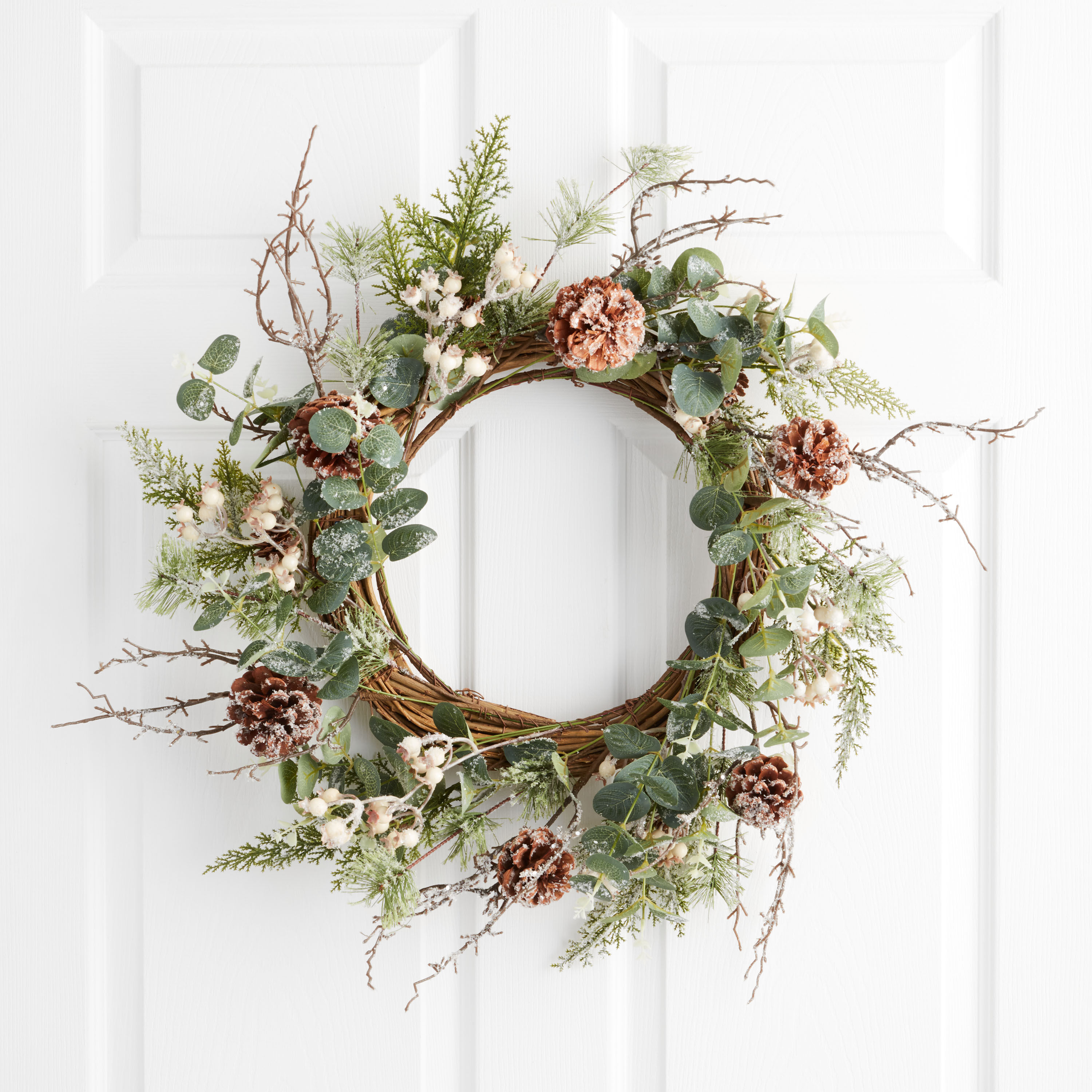 Faux White Berry and Eucalyptus Wreath image number 0