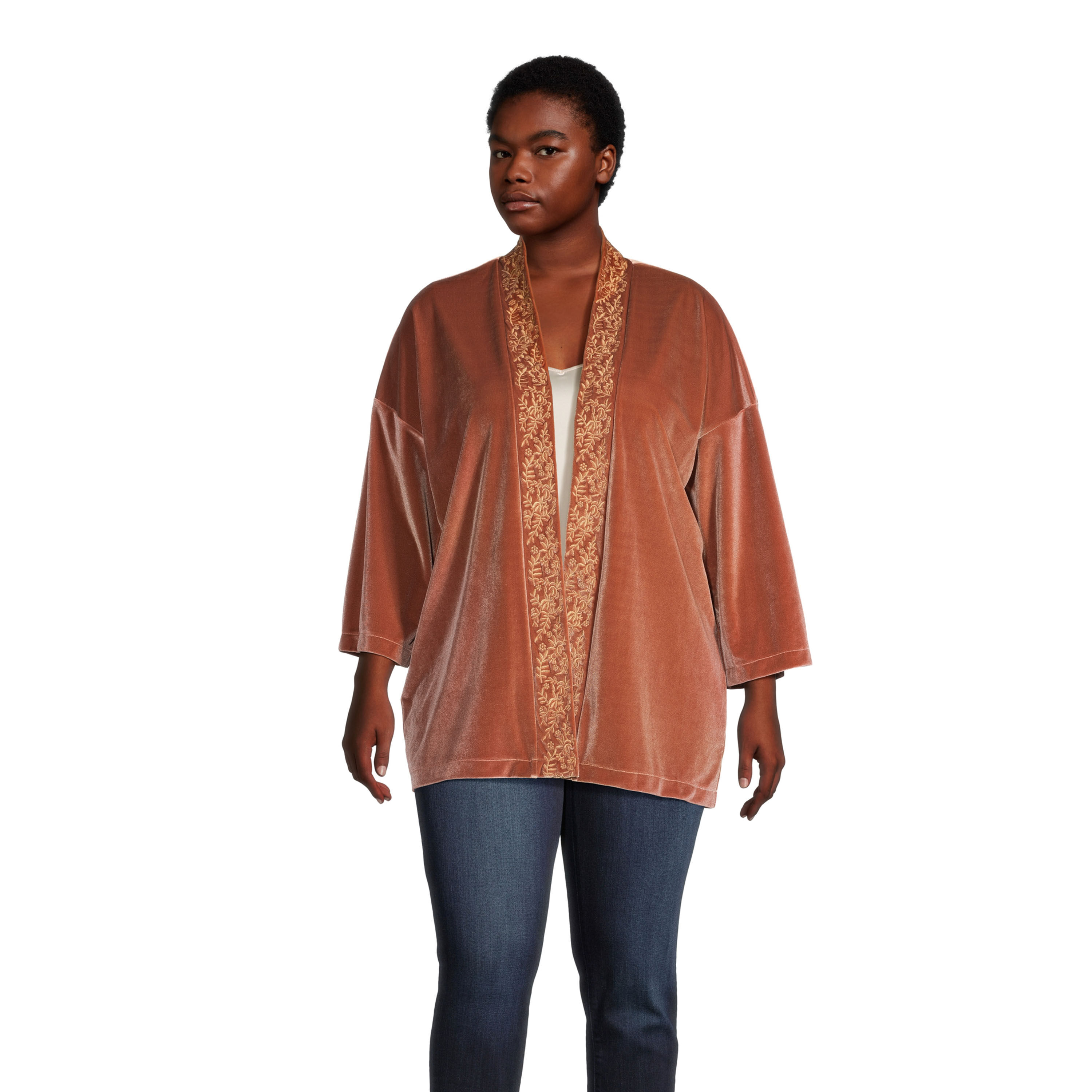 Embroidered kimono jacket sales