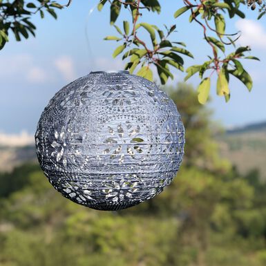 Round Fabric Geometric Solar LED Lantern Round Fabric Geometric Solar LED Lantern