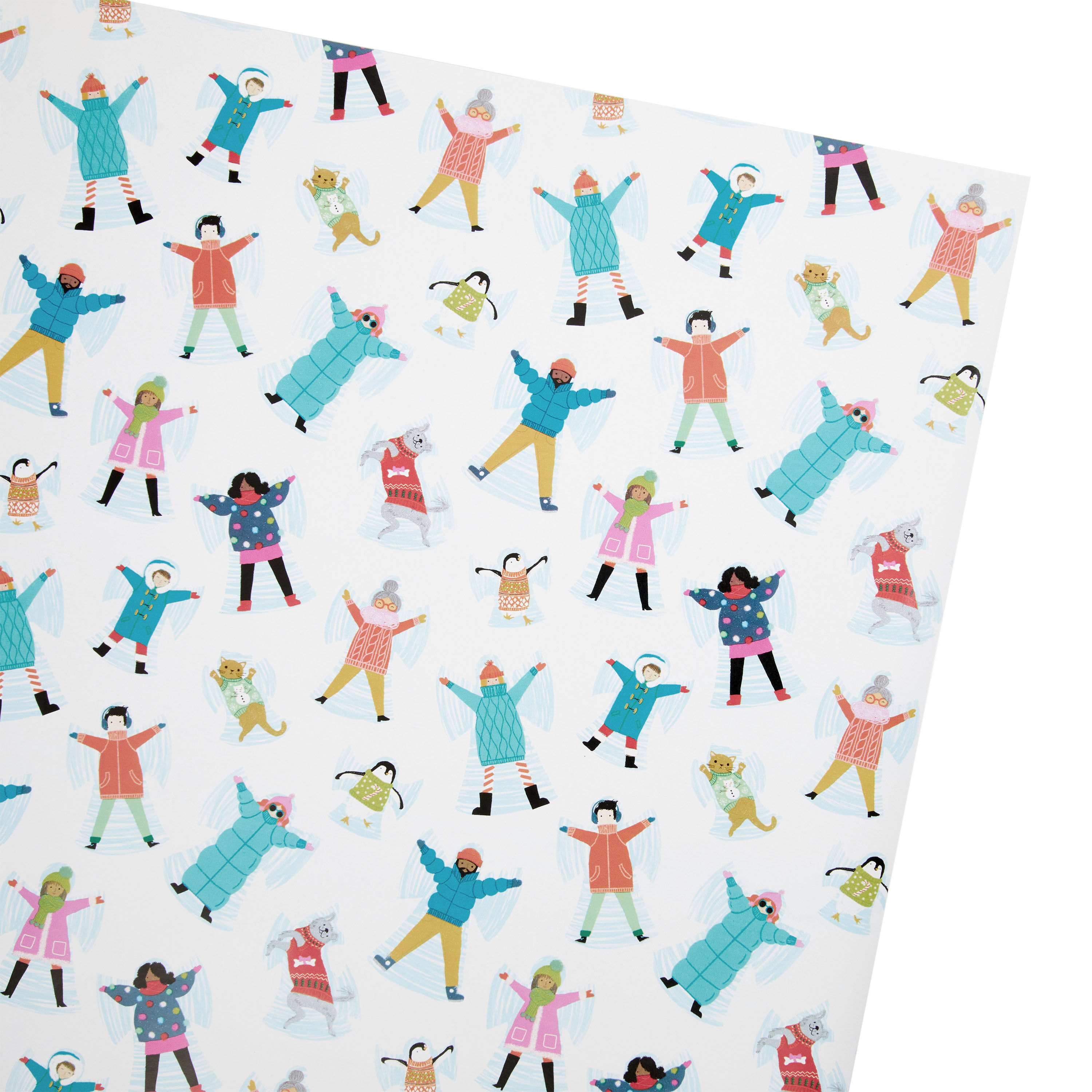 White Multicolor Snow Day Holiday Wrapping Paper Roll image number 0