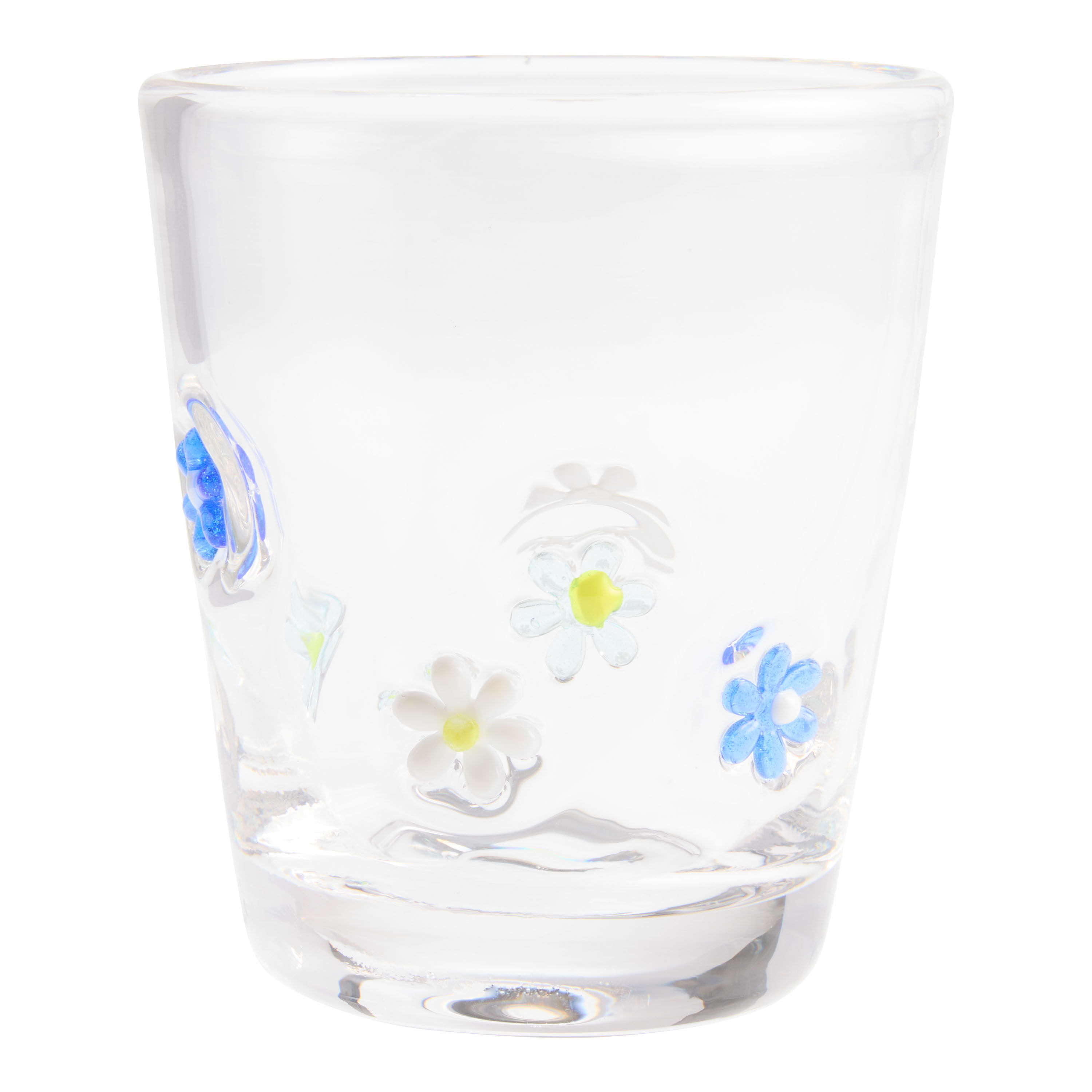 Charm Blue Daisy Inlay Tapered Double Old Fashioned Glass