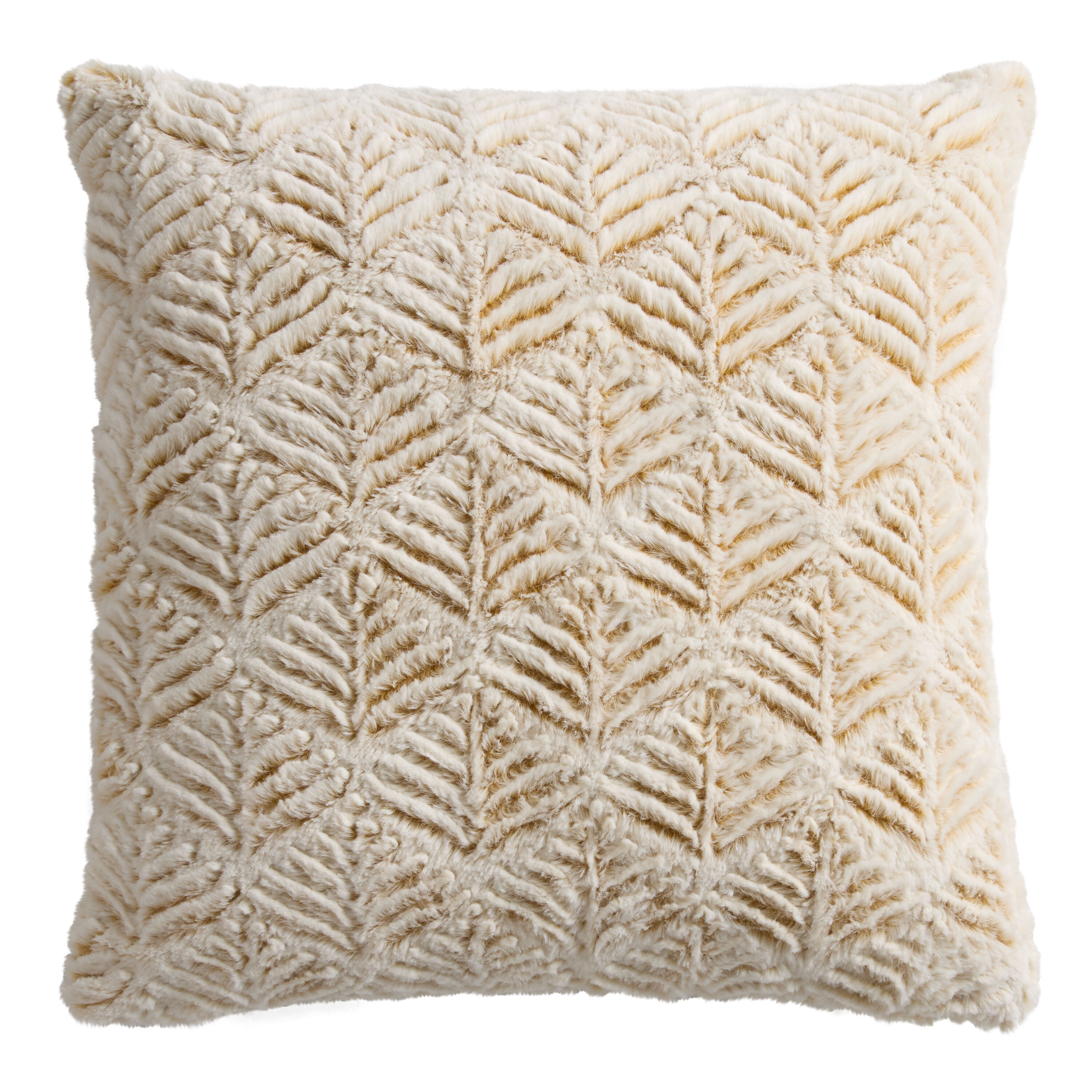 Plush Carved Leaf Throw Pillow image number 0