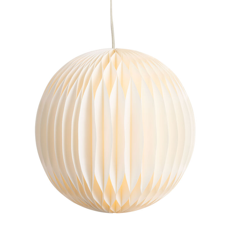 White Pleated Paper Globe Collapsible Hanging Lantern image number 2