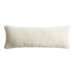 Extra Wide Ivory Textured Boucle Lumbar Pillow