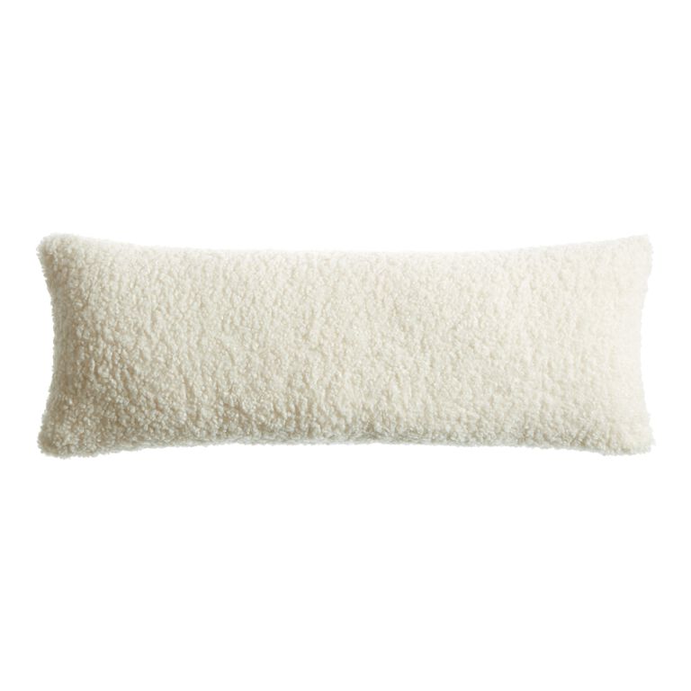 Extra Wide Ivory Textured Boucle Lumbar Pillow - World Market