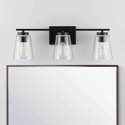 Grezler Black And Clear Glass 3 Light Wall Sconce
