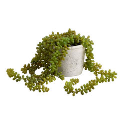 Faux String of Pearls Plant in Textured Pot