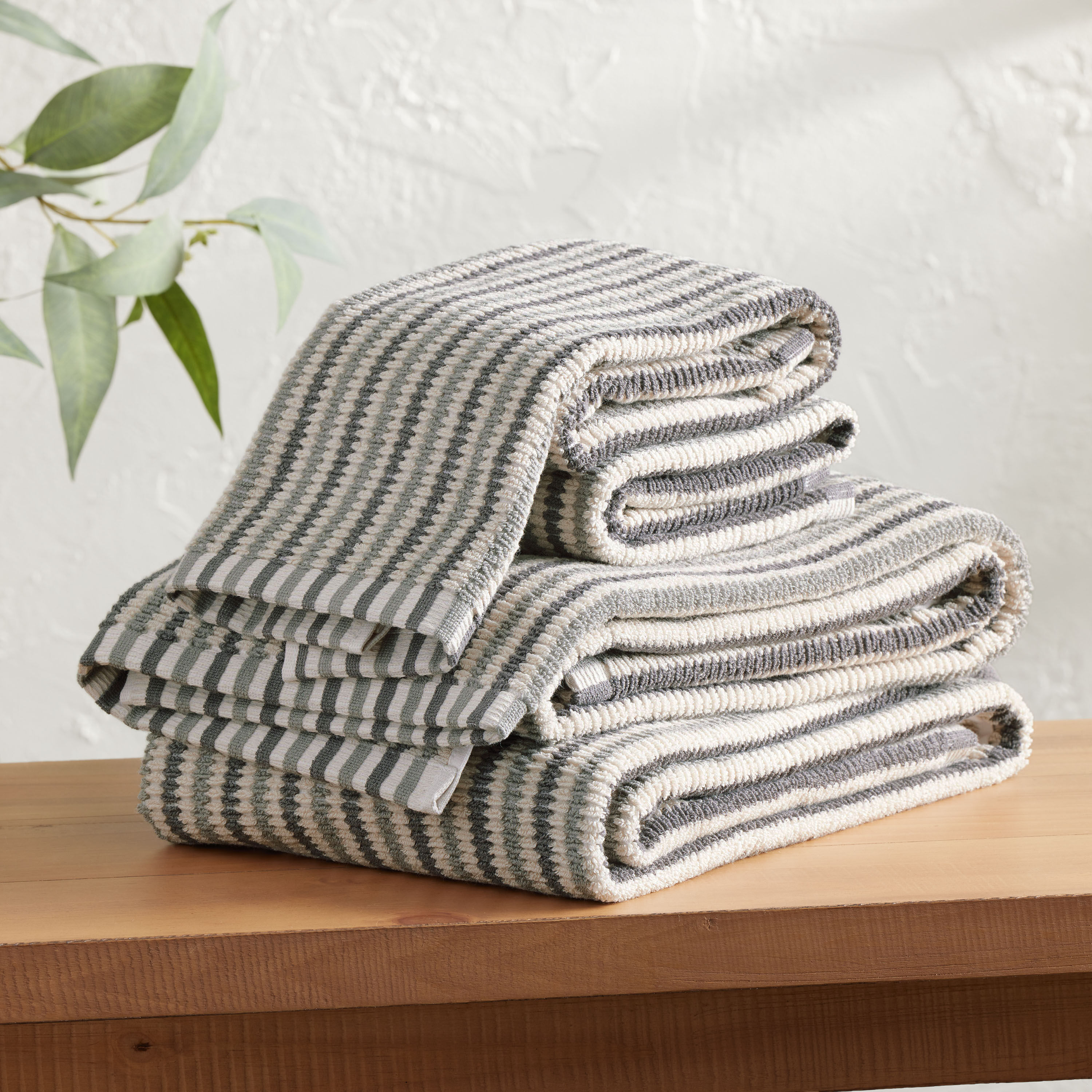 Monte Gray Stripe Textured Bath Towel World Market