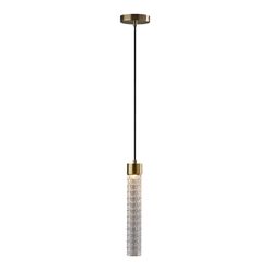 Harriet Antique Brass And Textured Glass LED Pendant Lamp