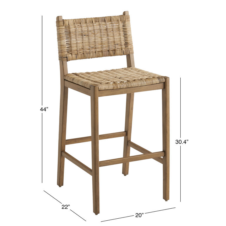 Amolea Wood and Rattan Barstool image number 6
