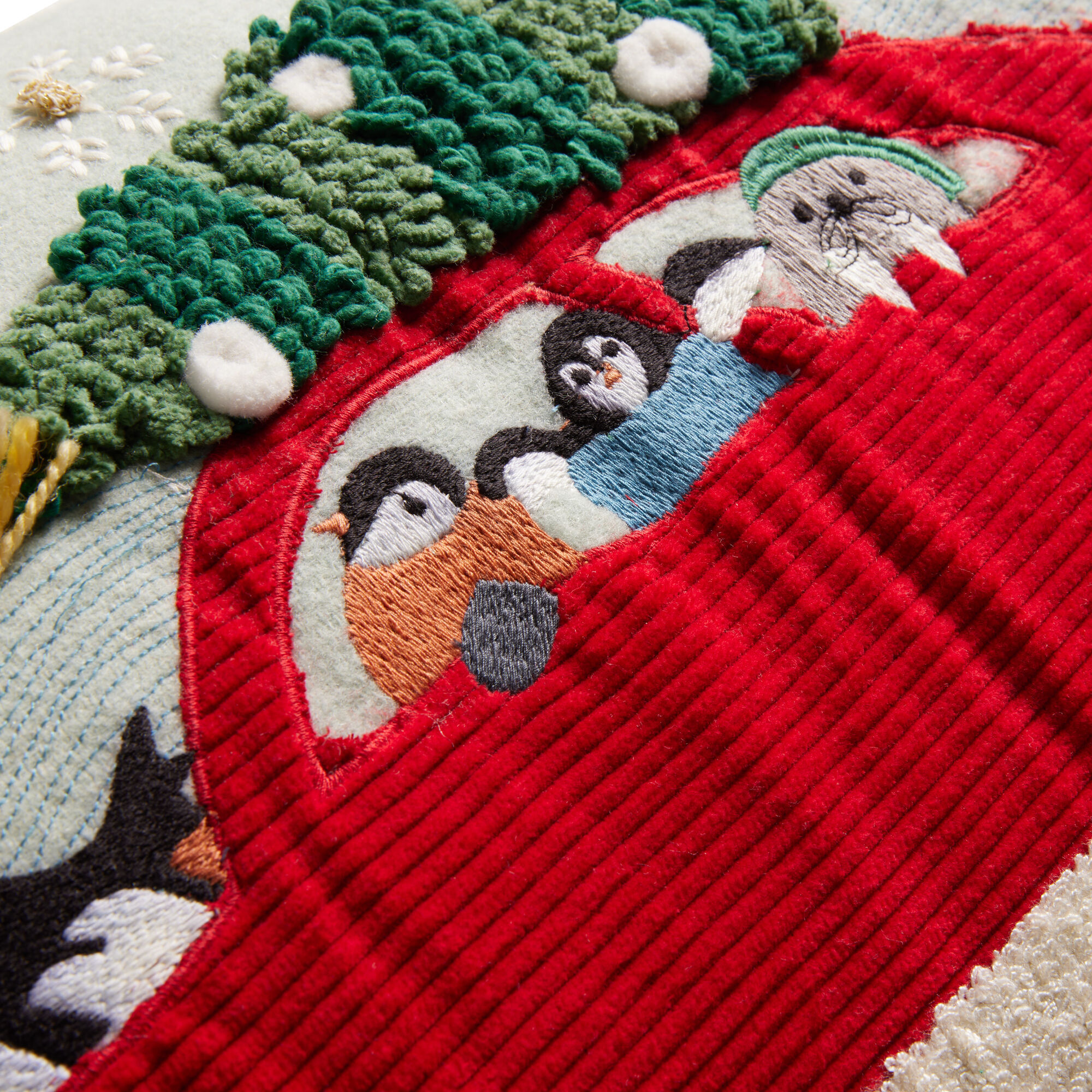 Multicolor Embroidered Penguin Car Lumbar Pillow image number 3