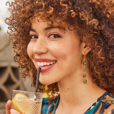 Gold And Green Semiprecious Apatite Dangle Earrings Gold And Green Semiprecious Apatite Dangle Earrings