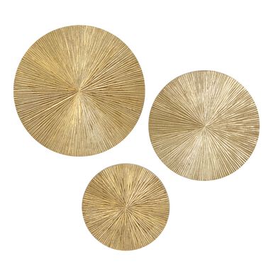 Gold Ribbed Plate Wall Decor 3 Piece Gold Ribbed Plate Wall Decor 3 Piece