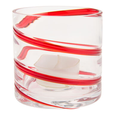 Red Swirl Handblown Glass Tealight Candle Holder Red Swirl Handblown Glass Tealight Candle Holder