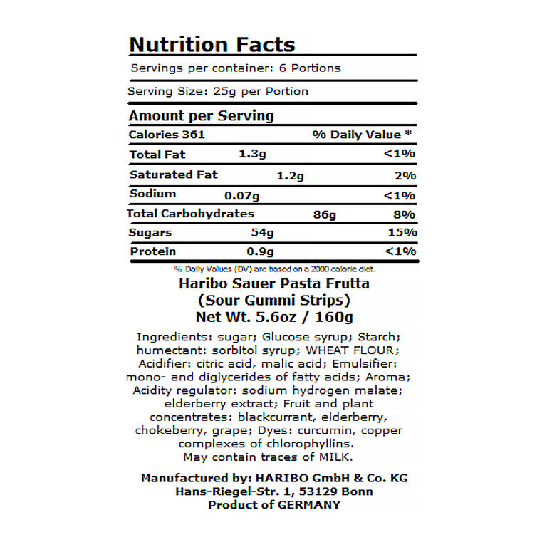 Haribo Sour Pasta Frutta Gummy Candy image number 2