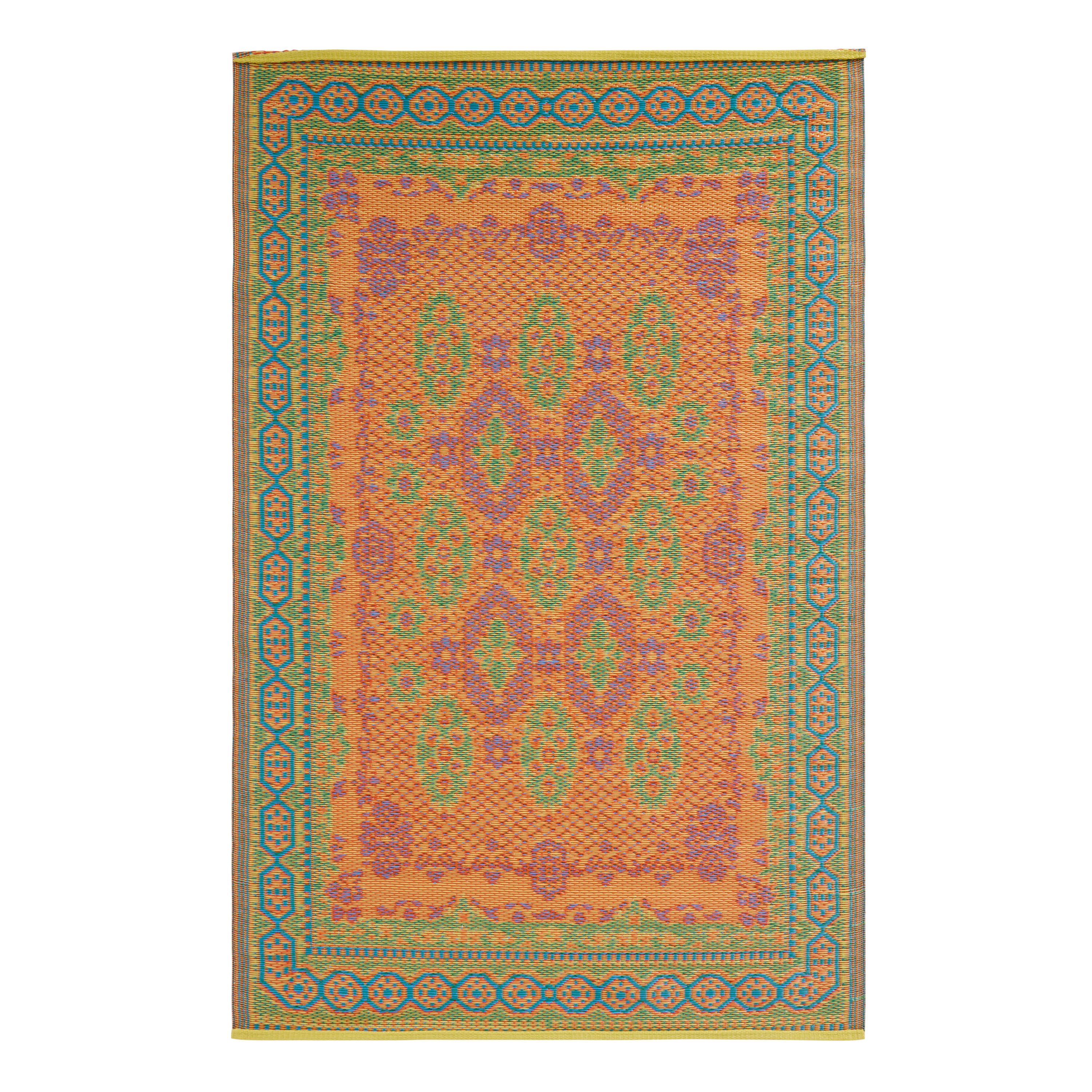 Rio Blue Traditional Reversible Indoor Outdoor Floor Mat image number 2