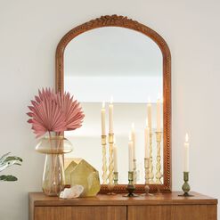 Mango Wood Carved Floral Vanity Mirror