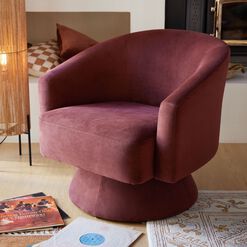 Abbey Velvet Upholstered Swivel Chair