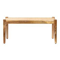 Astrud Wood and Rattan Cane Bench