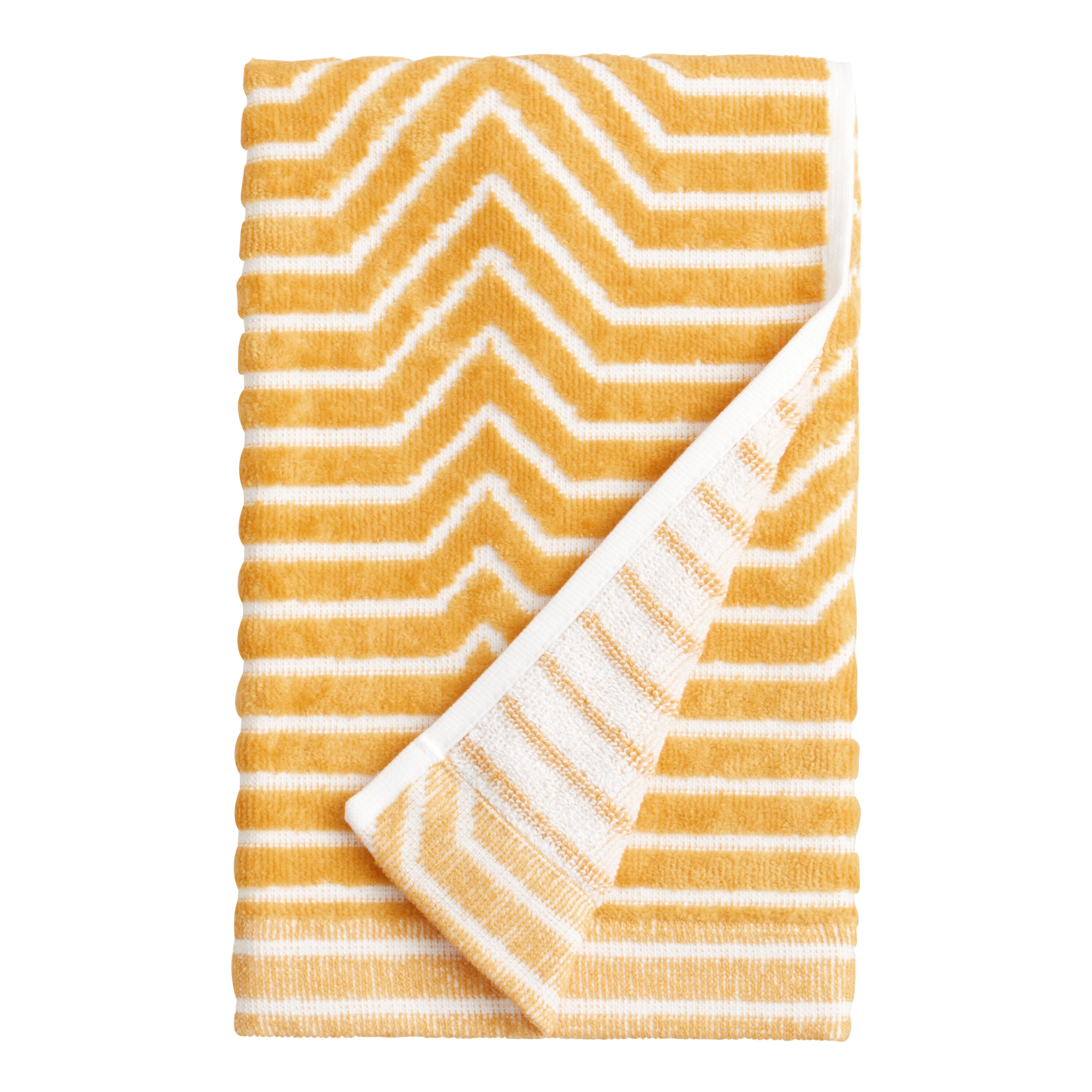 Allura Mustard And White Sculpted Geo Hand Towel World Market