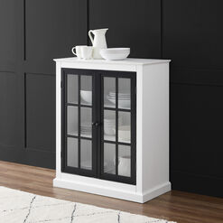 Busnell White and Matte Black Wood Stackable Storage Cabinet